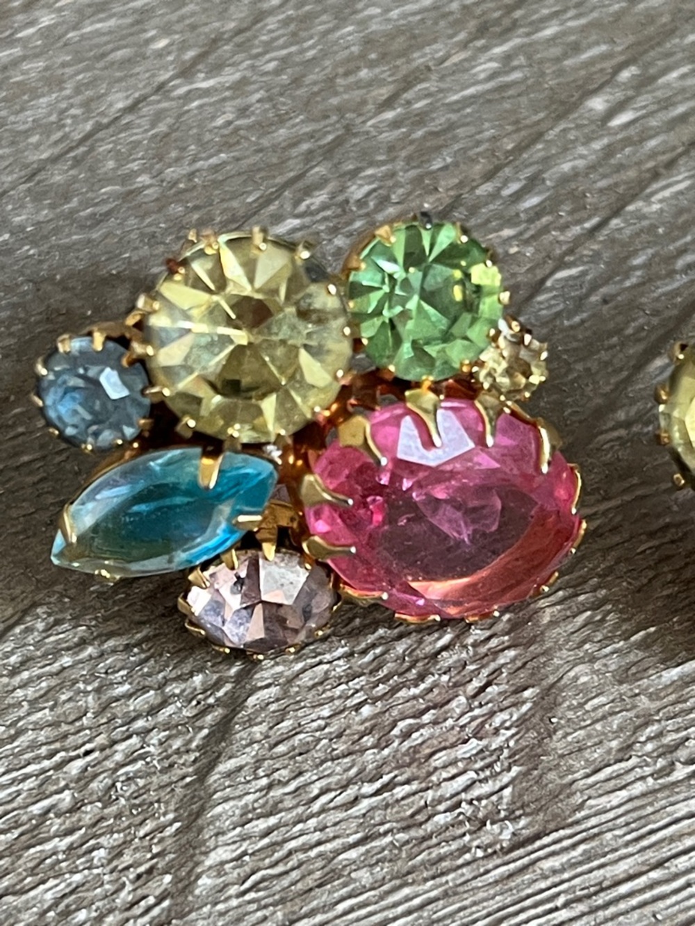 JULIANA Gold-Tone Multi-Color Crystal Cluster Clip Earrings - prong set - Picture 11 of 12